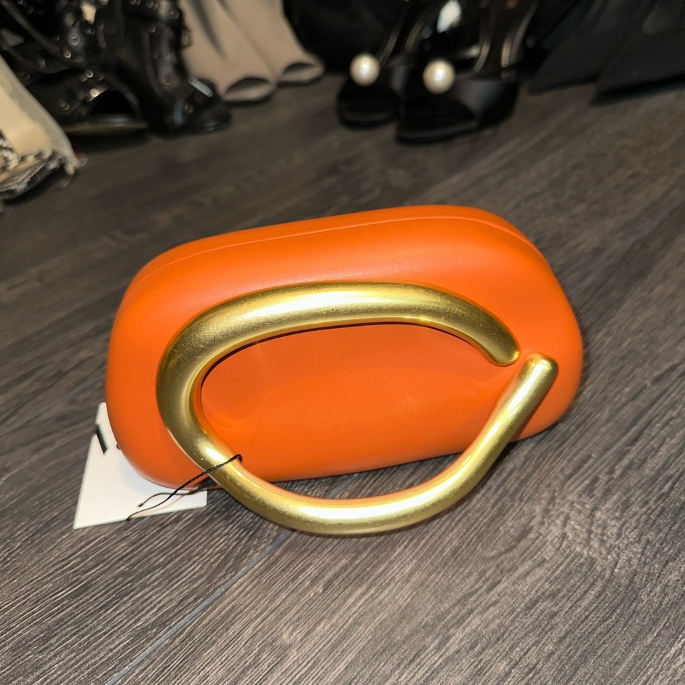 Zara Orange Gold Brassel Clutch - Picture 7 of 14
